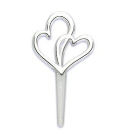 Double Hearts Cupcake Picks - Silver (12/pkg)