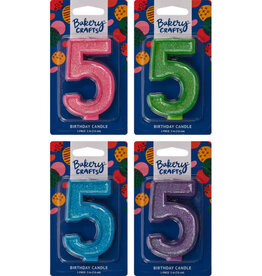 Numeral Glitter Candle "5"