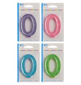 Numeral Glitter Candle "0"