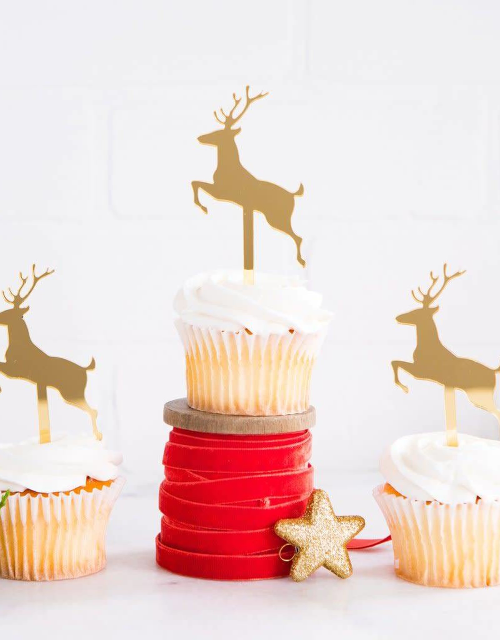 Holiday Deer Cupcake Topper (8/pkg)