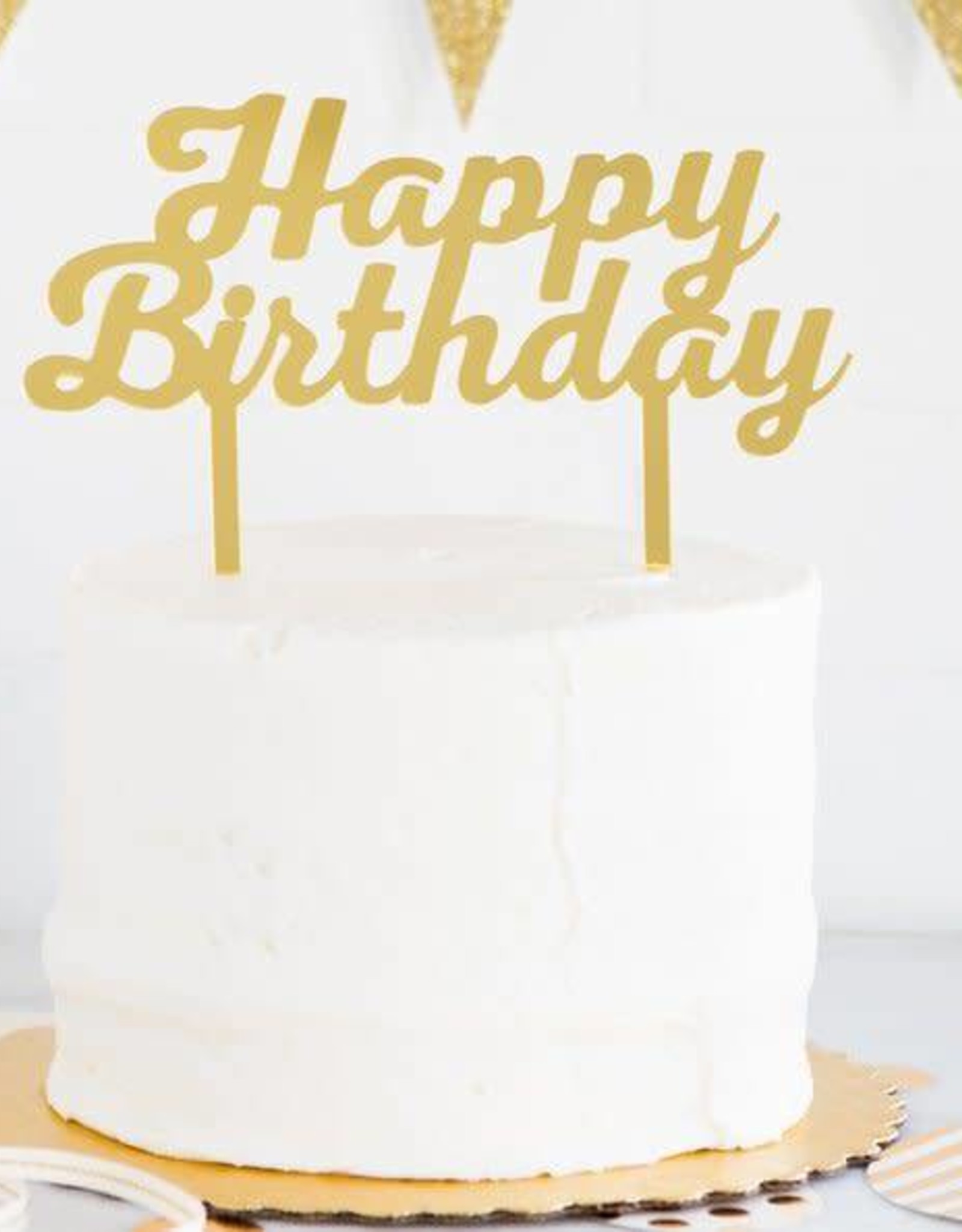 Gold Acyrlic Happy Birthday Cake Topper