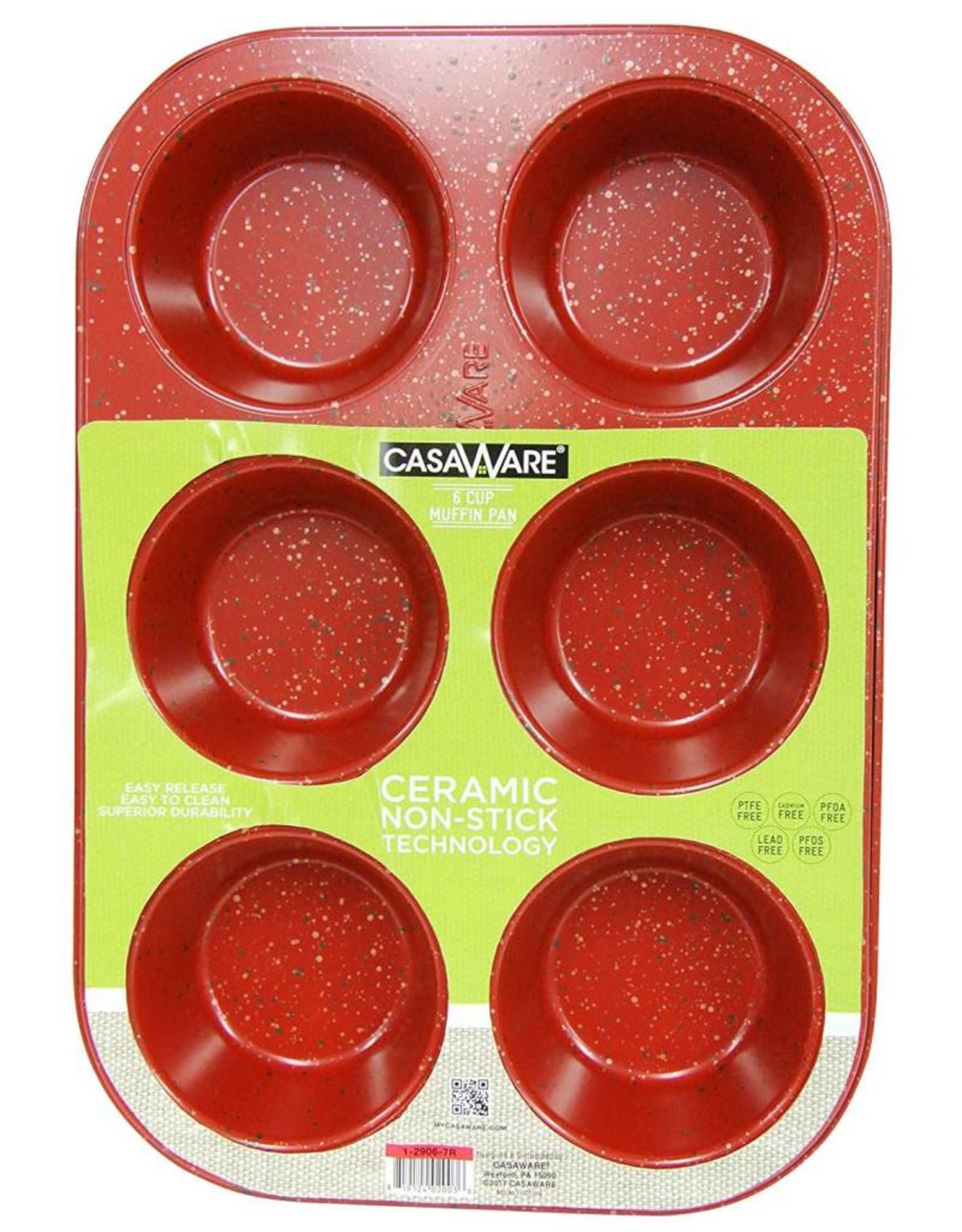 Casa Ware Muffin Pan 6 Cup (Red Granite) Sweet Baking Supply