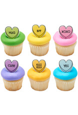Candy Hearts Cupcake Rings (12/pkg)