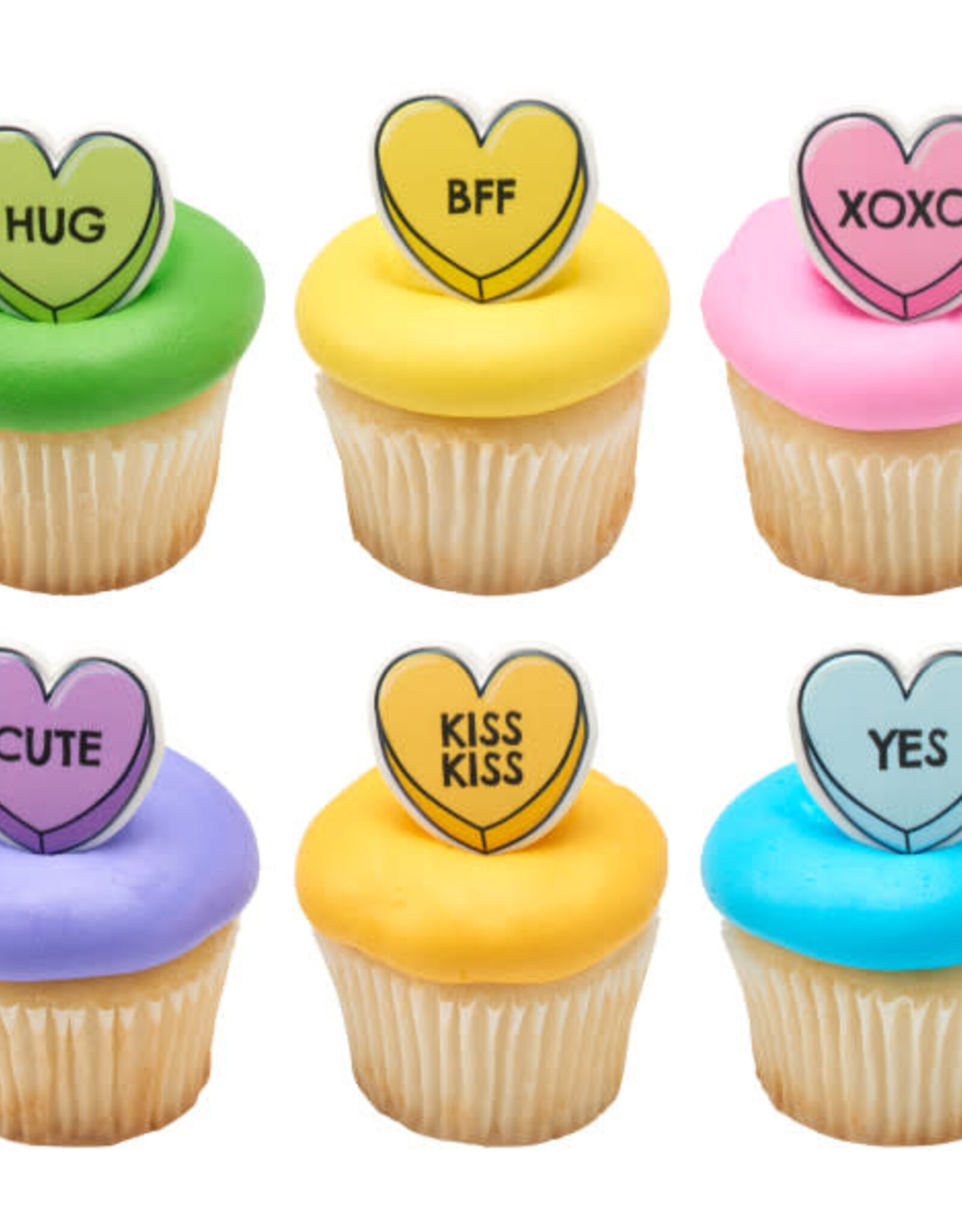 Candy Hearts Cupcake Rings (12/pkg)