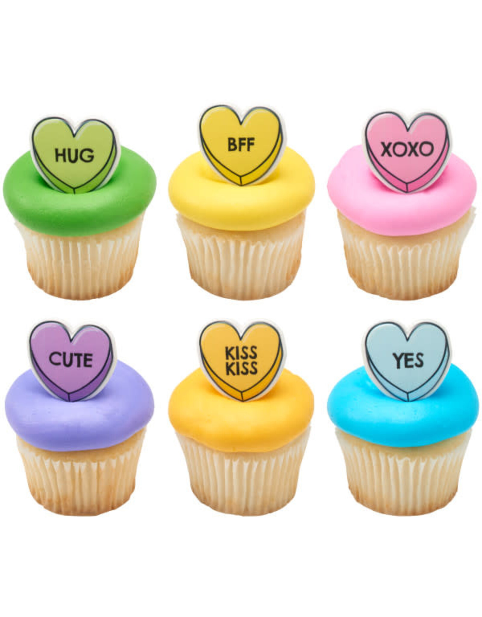 Candy Hearts Cupcake Rings (12/pkg)