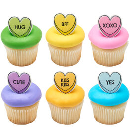 Candy Hearts Cupcake Rings (12/pkg)