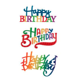 Happy Birthday Pattern Script Layon Asst -(1 per pkg)