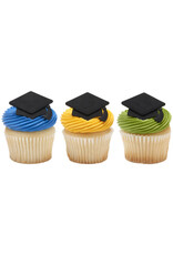 Black Grad Hat Cupcake Rings (12/pkg)