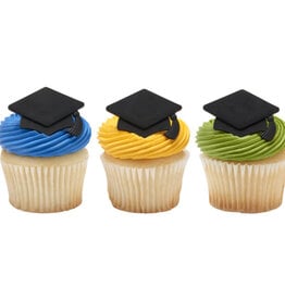 Black Grad Hat Cupcake Rings (12/pkg)