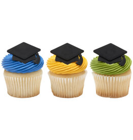 Black Grad Hat Cupcake Rings (12/pkg)