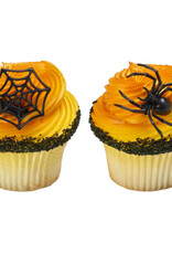 Ghoulish Spider and Web Cupcake Rings (12ct)
