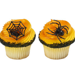 Ghoulish Spider and Web Cupcake Rings (12ct)