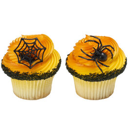Ghoulish Spider and Web Cupcake Rings (12ct)