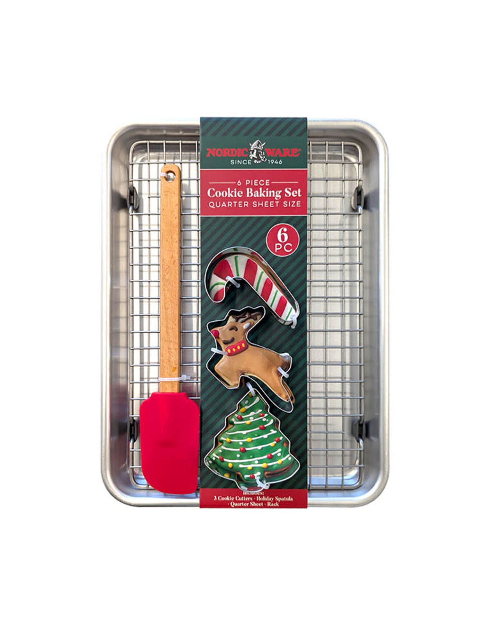 Quarter Sheet with Rack, Holiday Cookie Cutters and Spatula