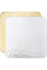 Cake Card Square 5" Gold/Silver