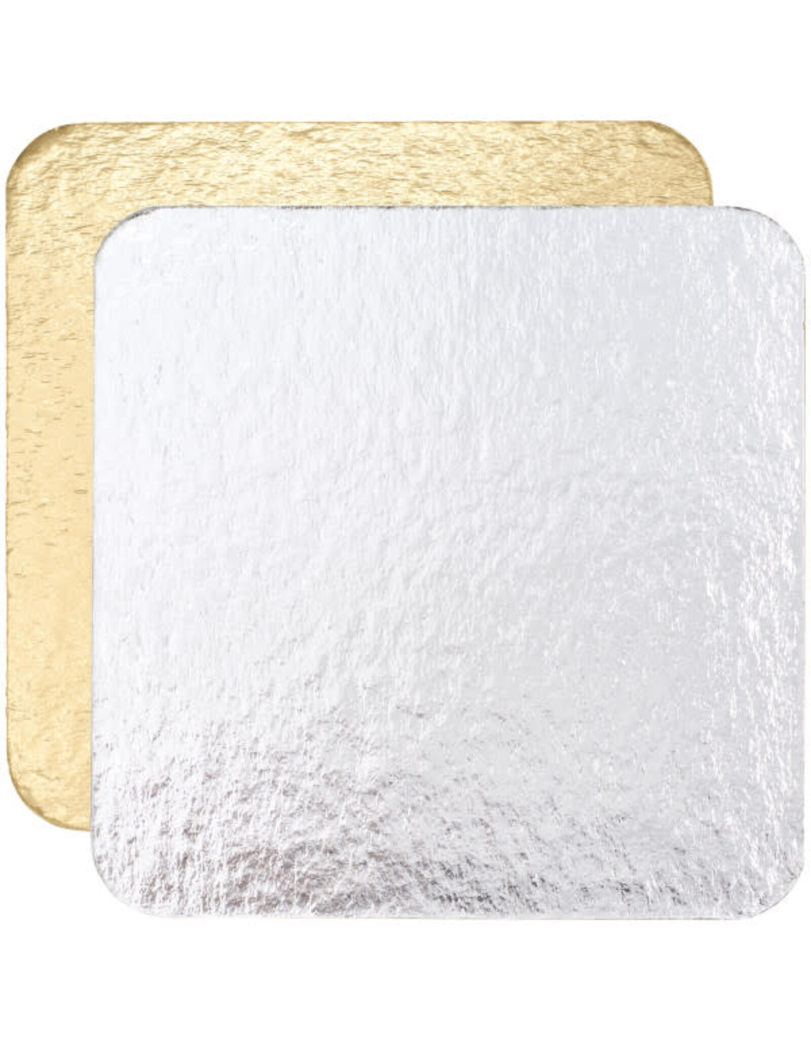 Cake Card Square 5" Gold/Silver