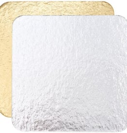 Cake Card Square 5" Gold/Silver