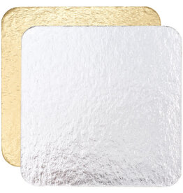 Cake Card Square 5" Gold/Silver
