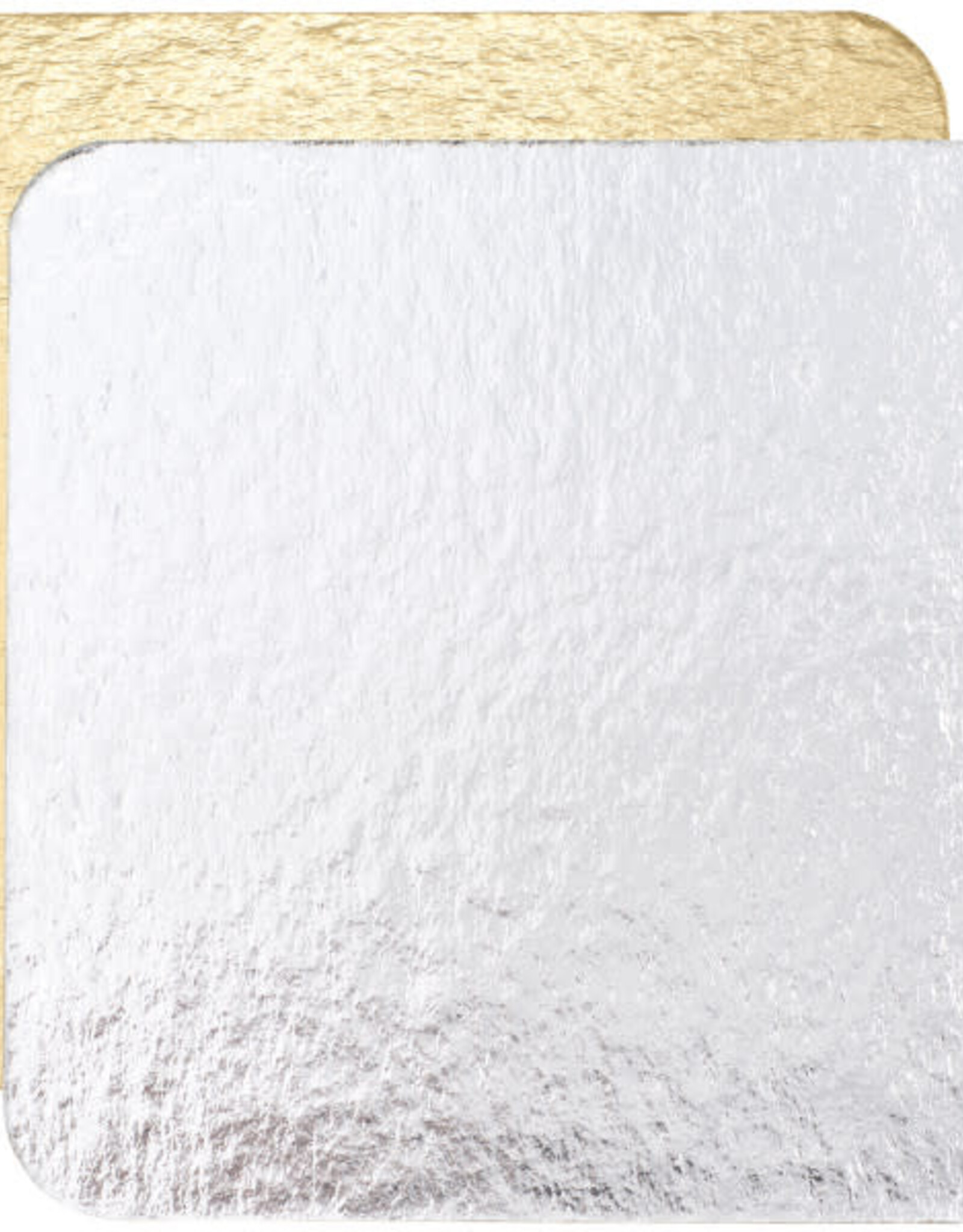 Cake Card Square 5" Gold/Silver