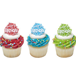 Happy Birthday Stars Cupcake Rings (12ct)
