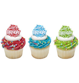 Happy Birthday Stars Cupcake Rings (12ct)