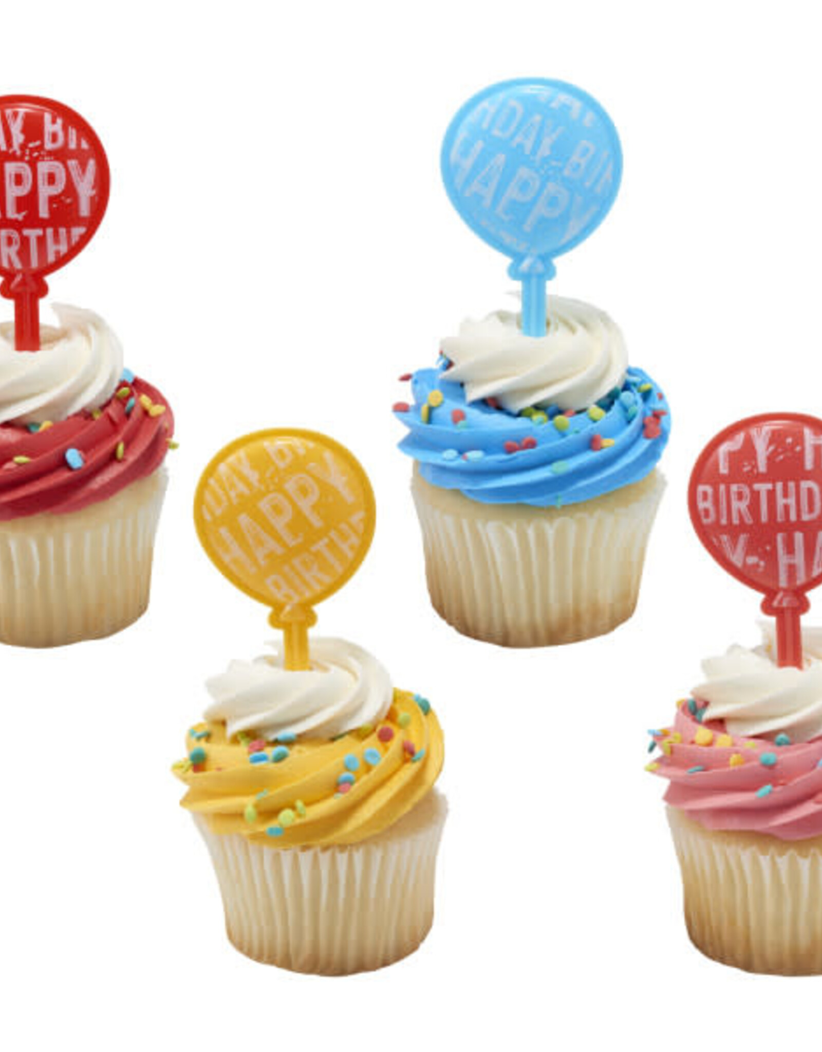 Happy Birthday Balloon Cupcake Picks (12/pkg)