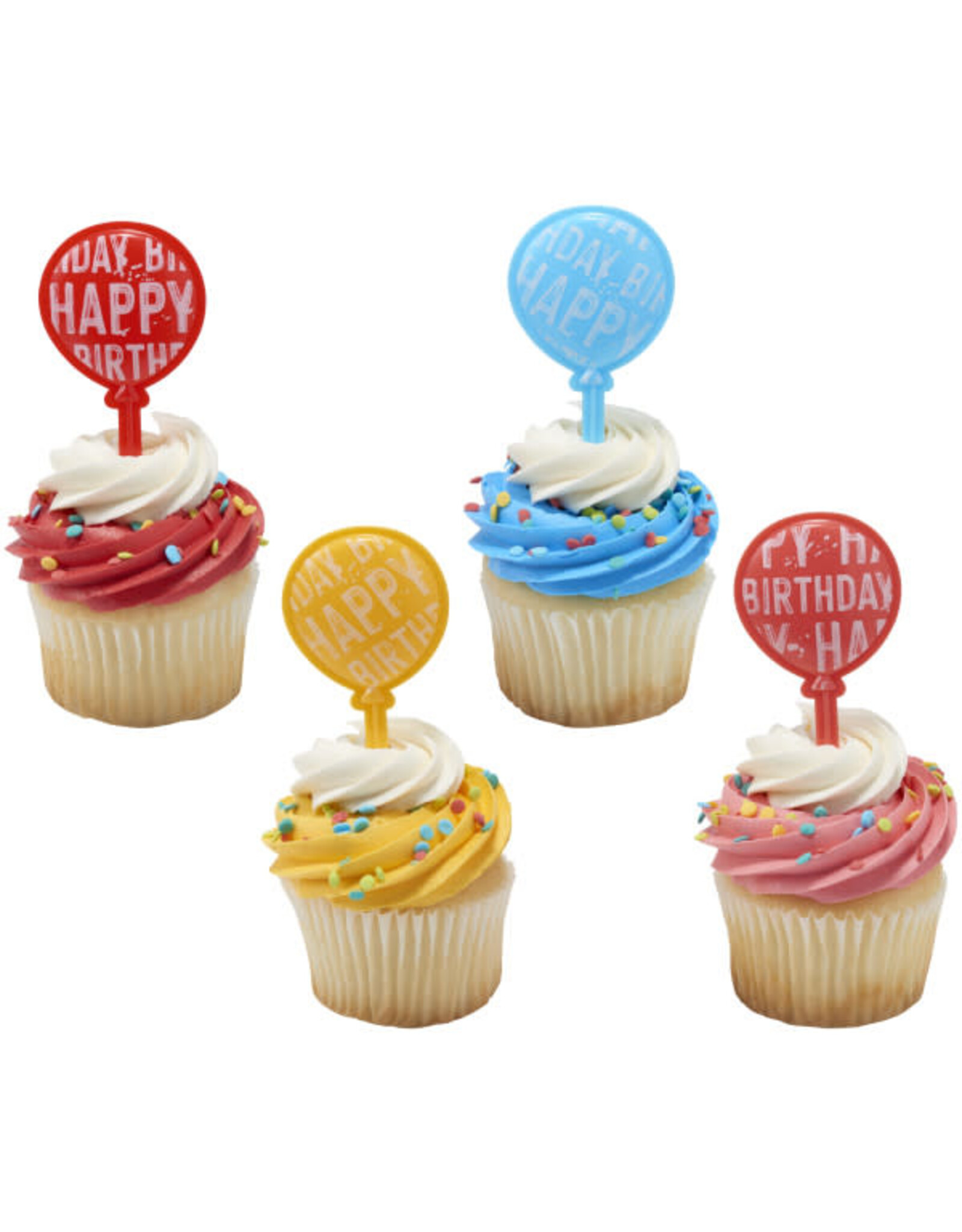 Happy Birthday Balloon Cupcake Picks (12/pkg)