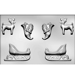 3D Santa, Sleigh and Reindeer Chocolate Mold