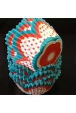 Red and Turquoise Flower Baking Cups (30-40ct)