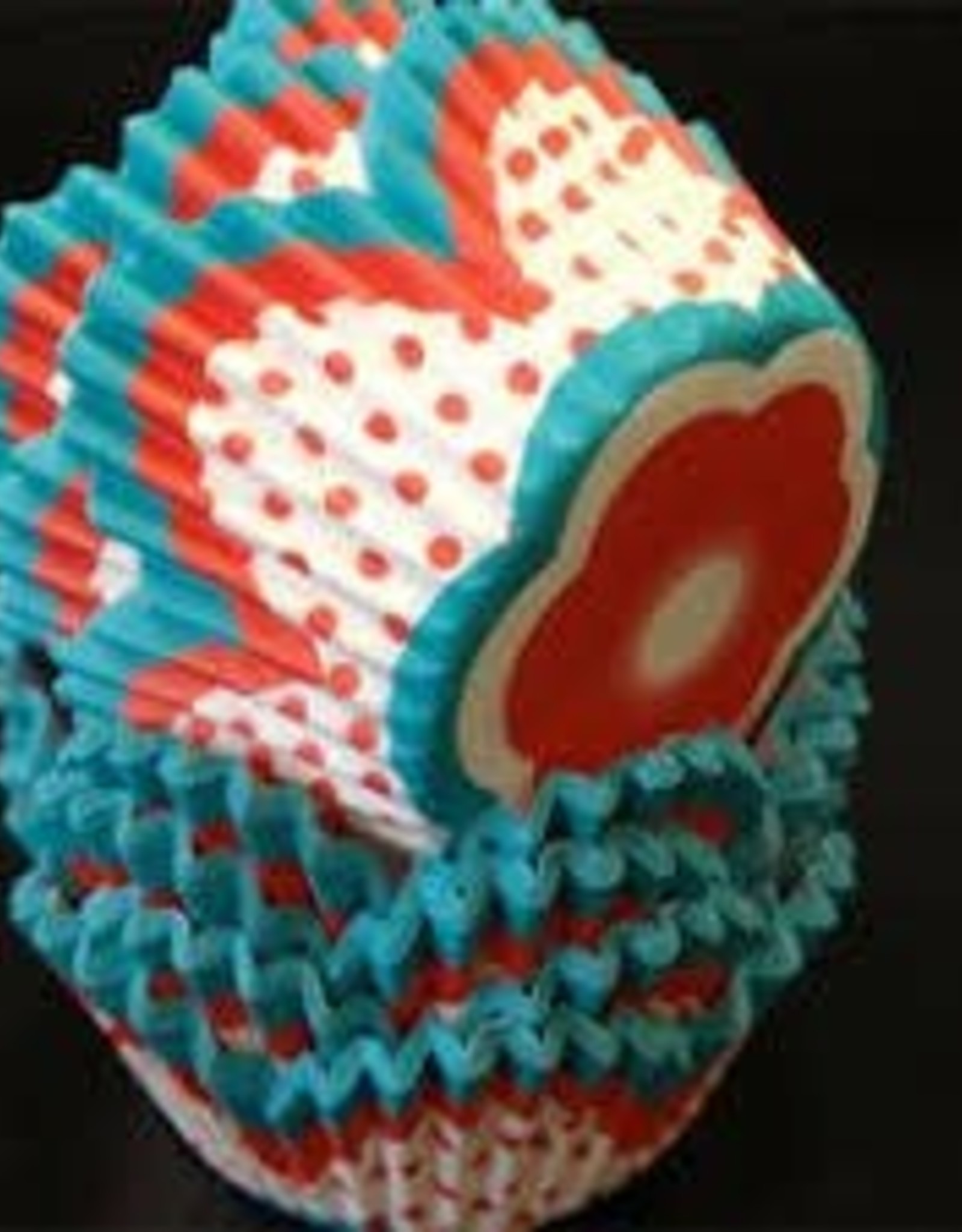 Red and Turquoise Flower Baking Cups (30-40ct)