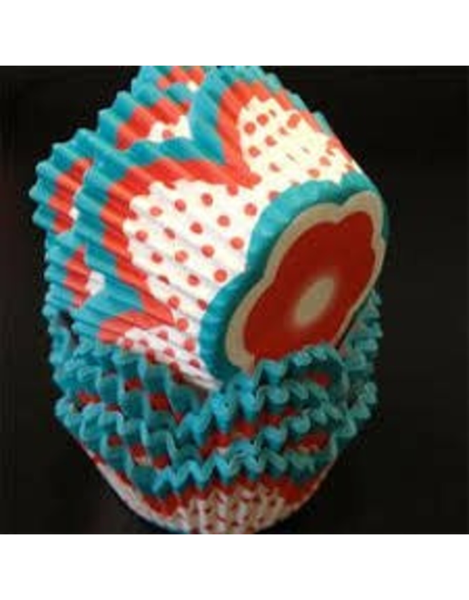 Red and Turquoise Flower Baking Cups (30-40ct)