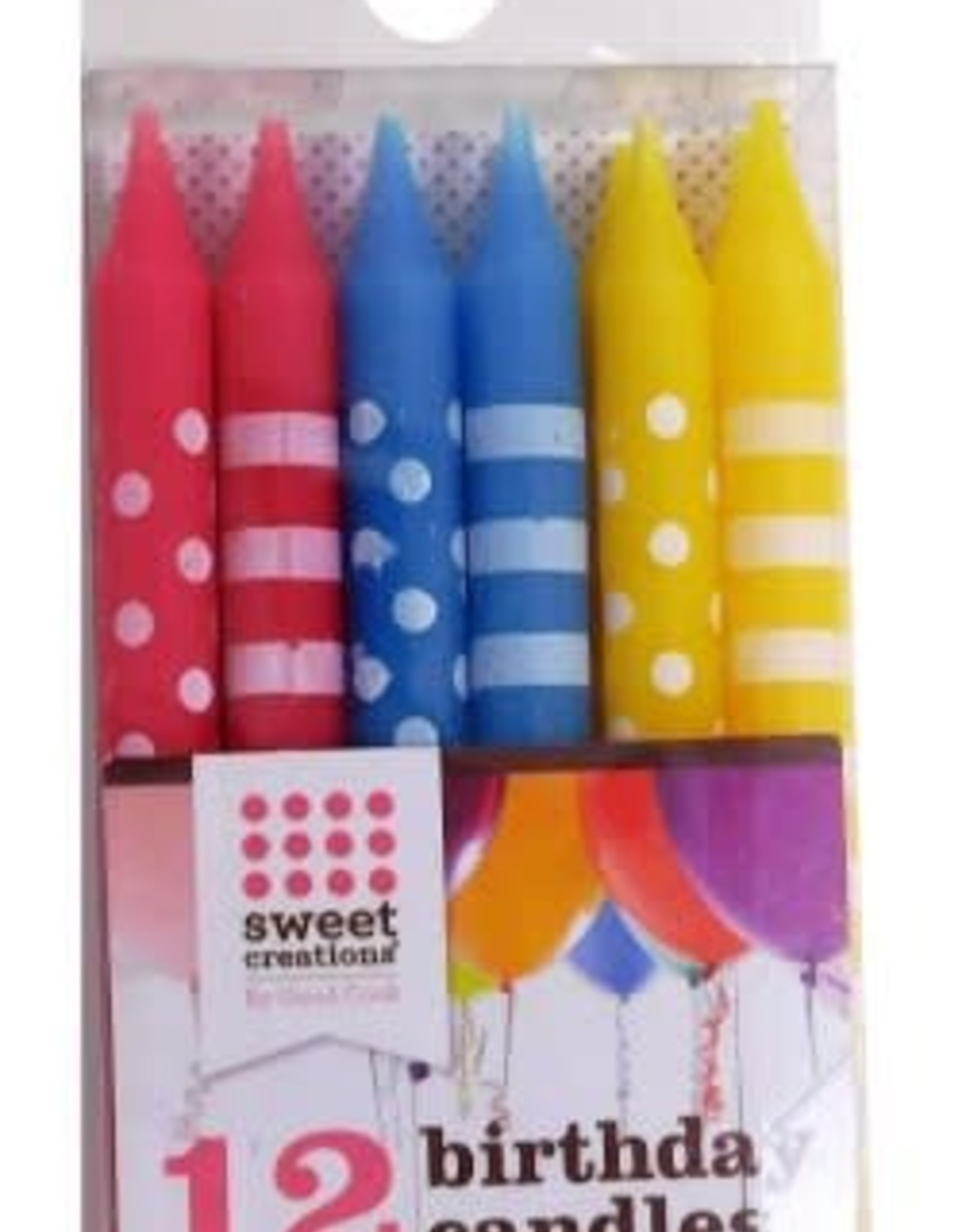 Birthday Candles Stripes and Dots - 12 ct.