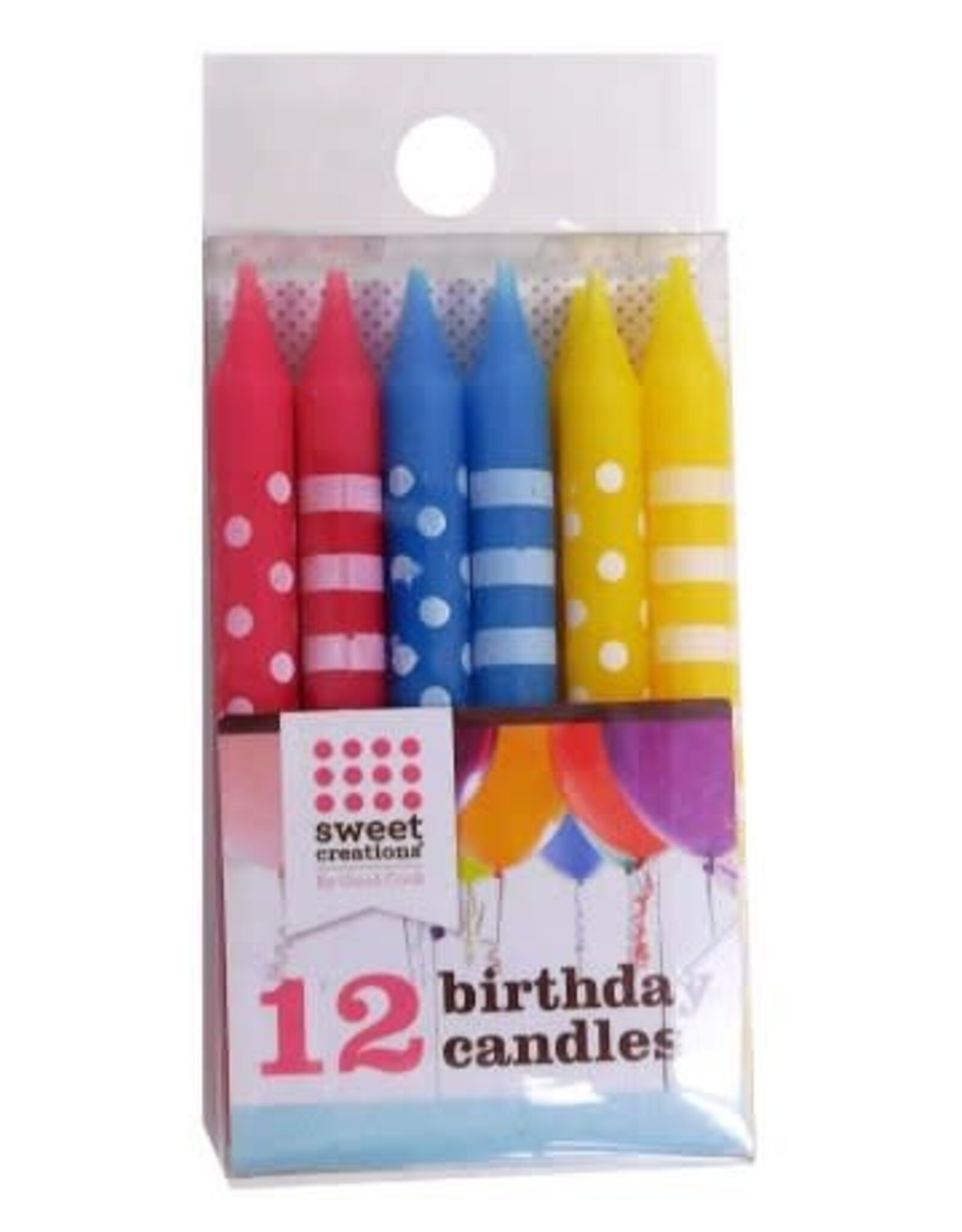 Birthday Candles Stripes and Dots - 12 ct.