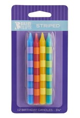 Primary Striped Candles - 12ct