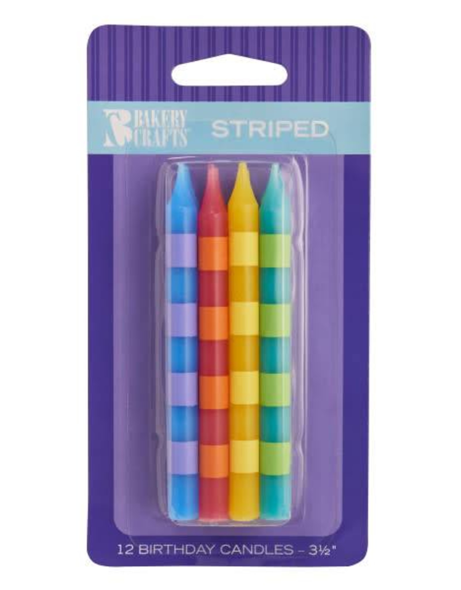 Primary Striped Candles - 12ct