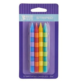 Primary Striped Candles - 12ct