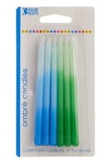 Blue & Green Ombre Candles - 12ct
