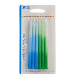 Blue & Green Ombre Candles - 12ct