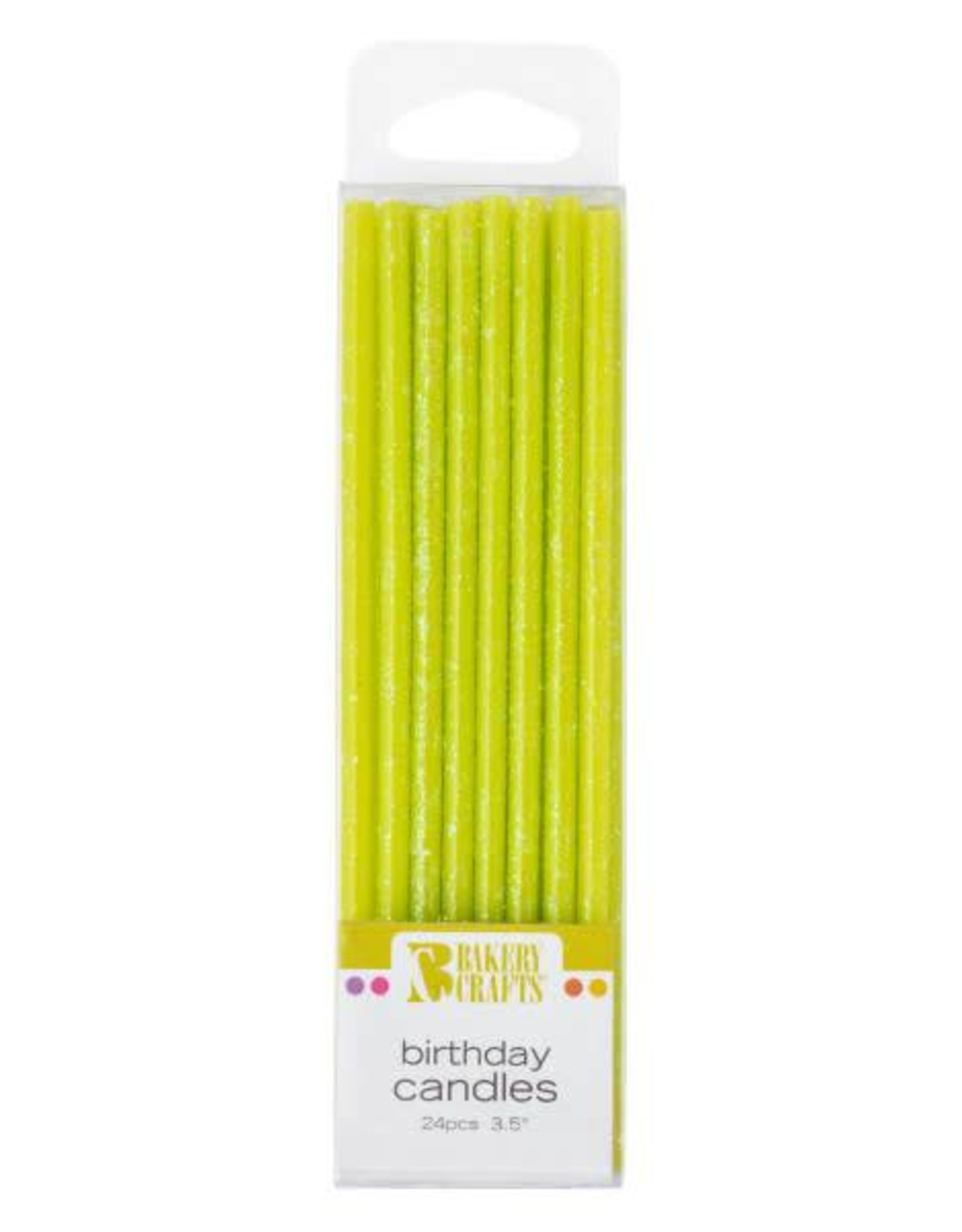 Slim Glitter Candles (lime green) - 24 ct