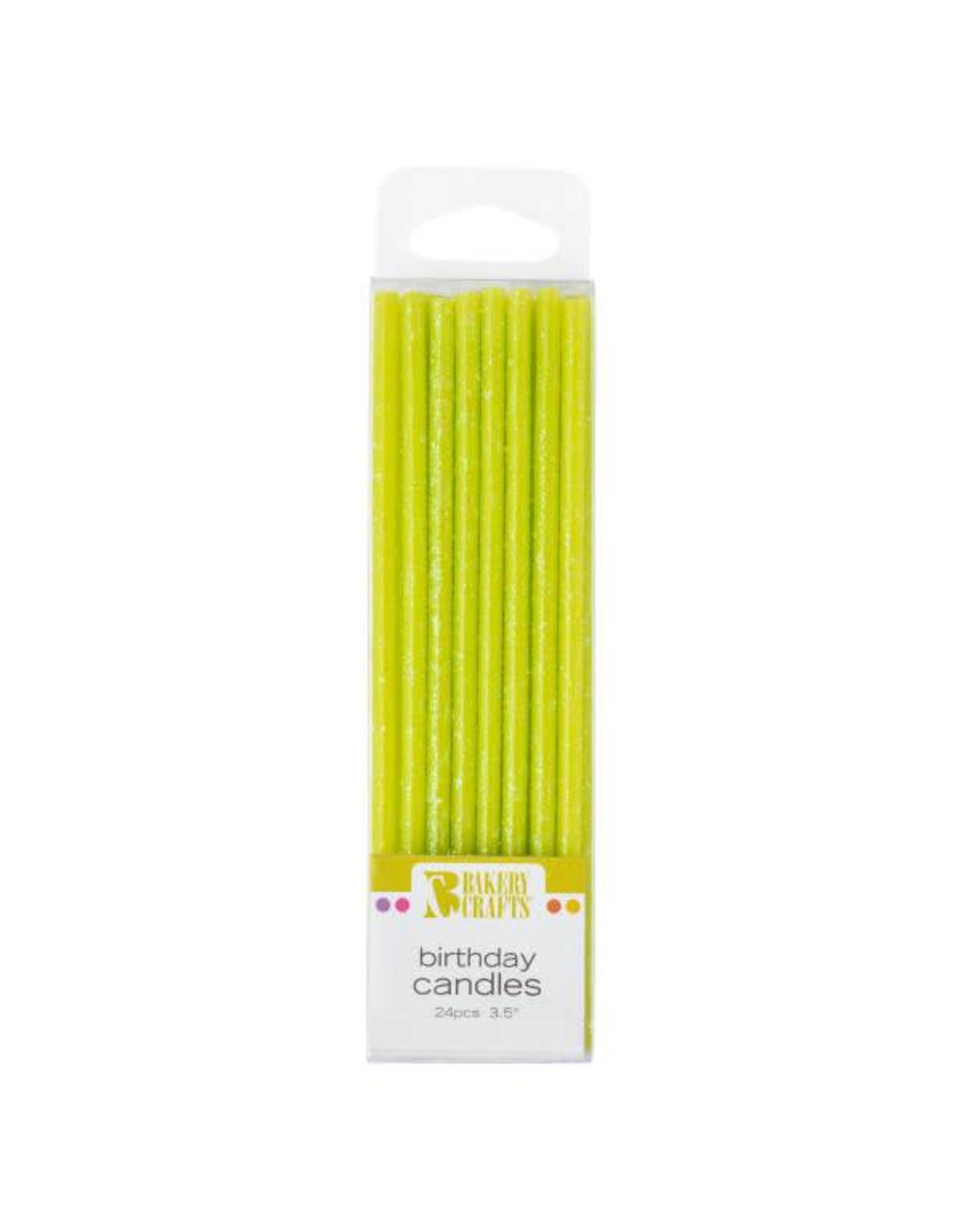 Slim Glitter Candles (lime green) - 24 ct