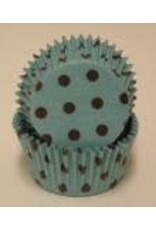 Aqua and Brown Polka Dot Baking Cups