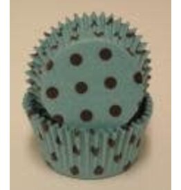 Aqua and Brown Polka Dot Baking Cups