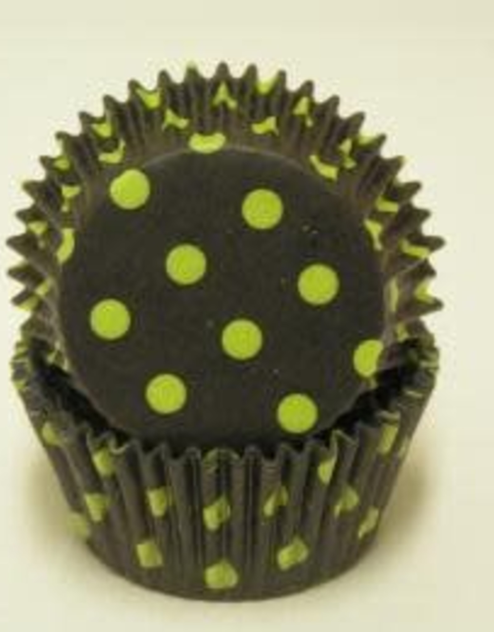 Black and Lime Green Polka Dot Baking Cups