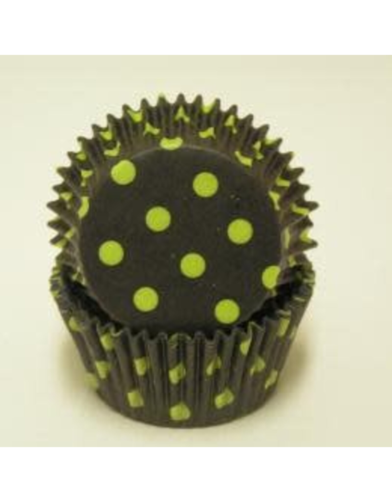 Black and Lime Green Polka Dot Baking Cups