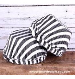 Black Wide Stripe Baking Cups