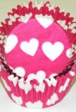 Heart Baking Cups (Pink W/ White Hearts)