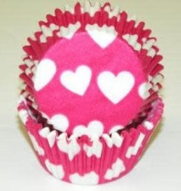 Heart Baking Cups (Pink W/ White Hearts)