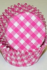 Hot Pink Gingham Baking Cups