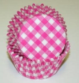 Hot Pink Gingham Baking Cups