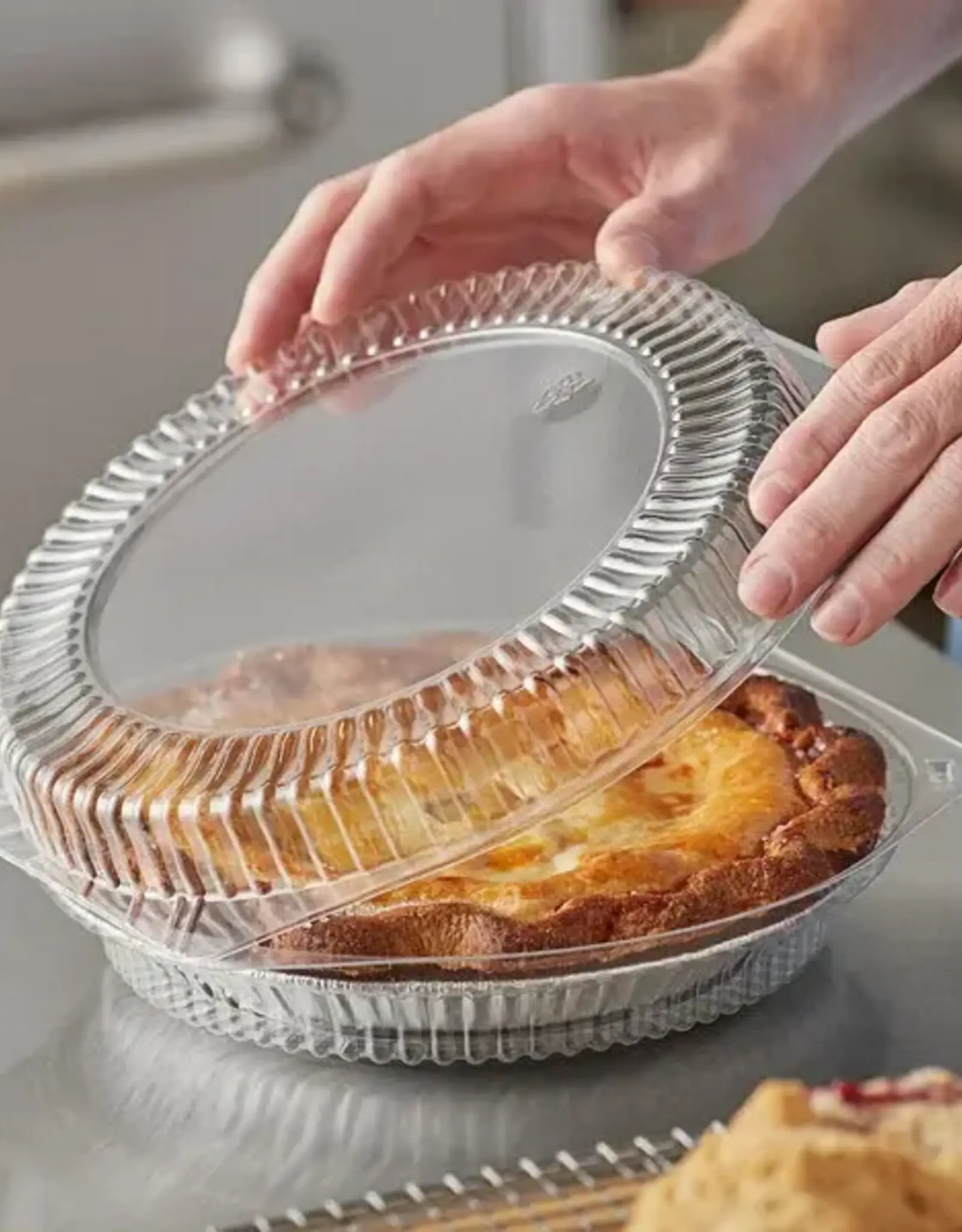 Clear Hinged  Full Coverage  Pie Container (9 Inch)
